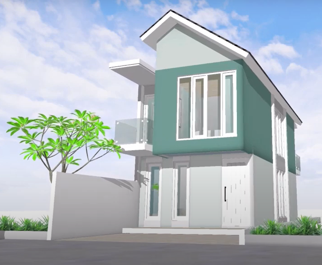Desain Rumah 2 Lantai Sederhana dengan Biaya 100 Juta ukuran 4x8