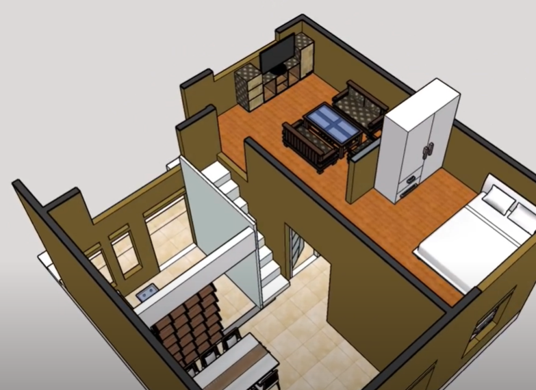 denah rumah 7x7 2 kamar