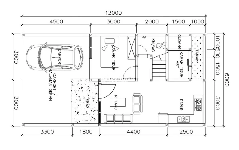 Contoh Denah Rumah 2 Lantai