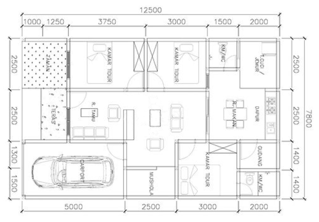denah rumah minimalis 3 kamar