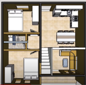 denah rumah 7x7 2 kamar