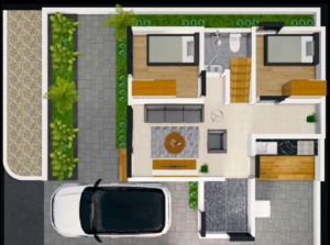 denah rumah 8x10 2 kamar